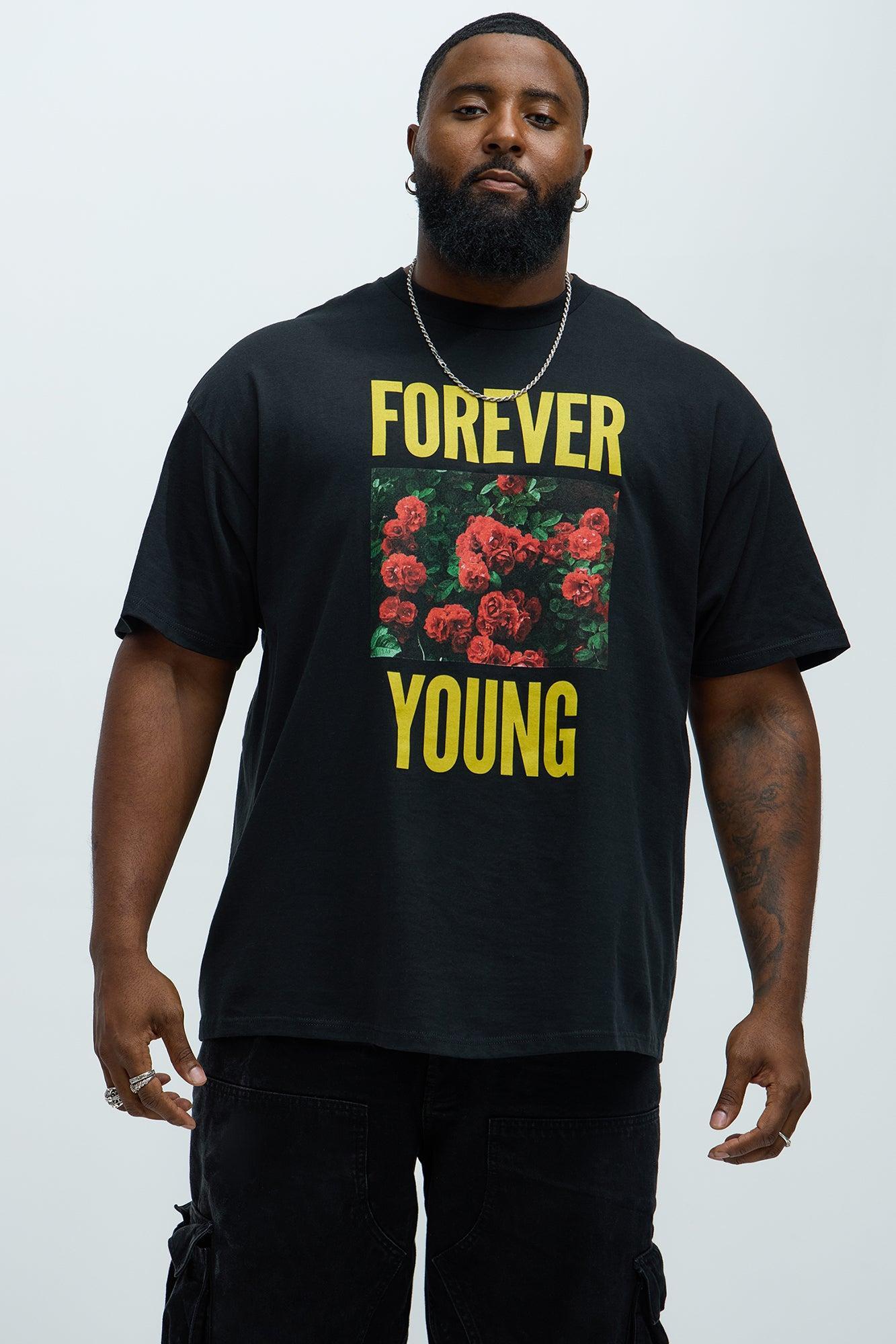 Forever Young Roses Short Sleeve Tee - Black Product Image