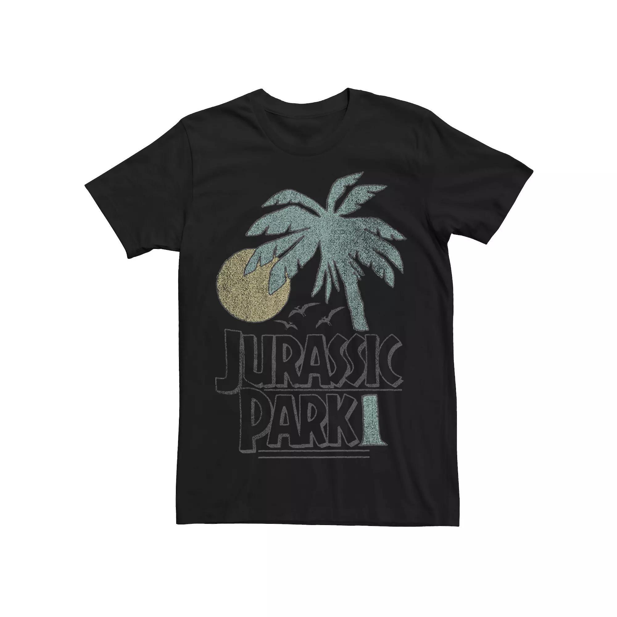 Men's Jurassic Park Palm Tree Sunset Logo Tee, Size: Large, Blue Product Image