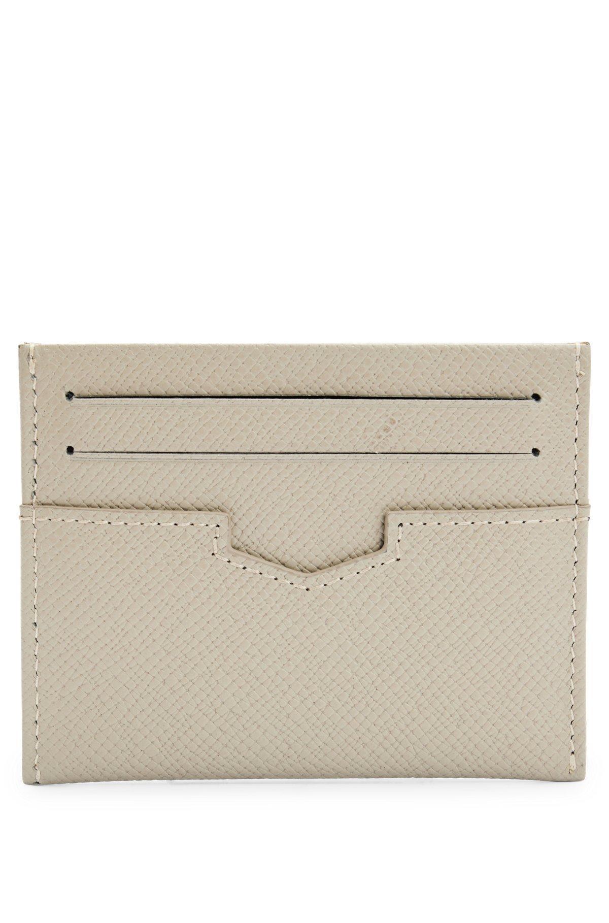 Embossed-leather card holder with metal logo lettering  Product Image