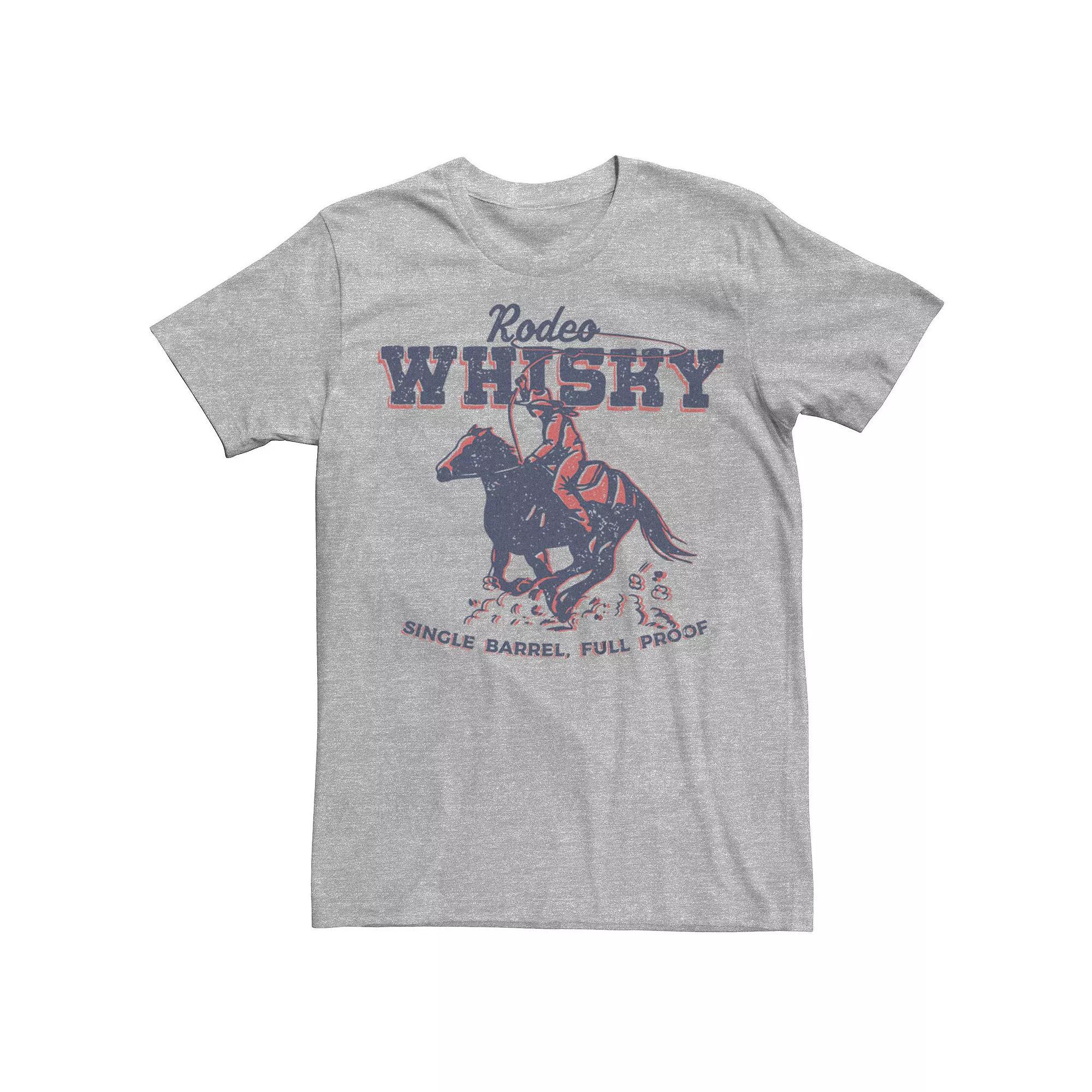 Men's Rodeo Whisky Single Barrel Full Proof Cowboy Graphic Tee, Size: Large, Athletic Grey Product Image