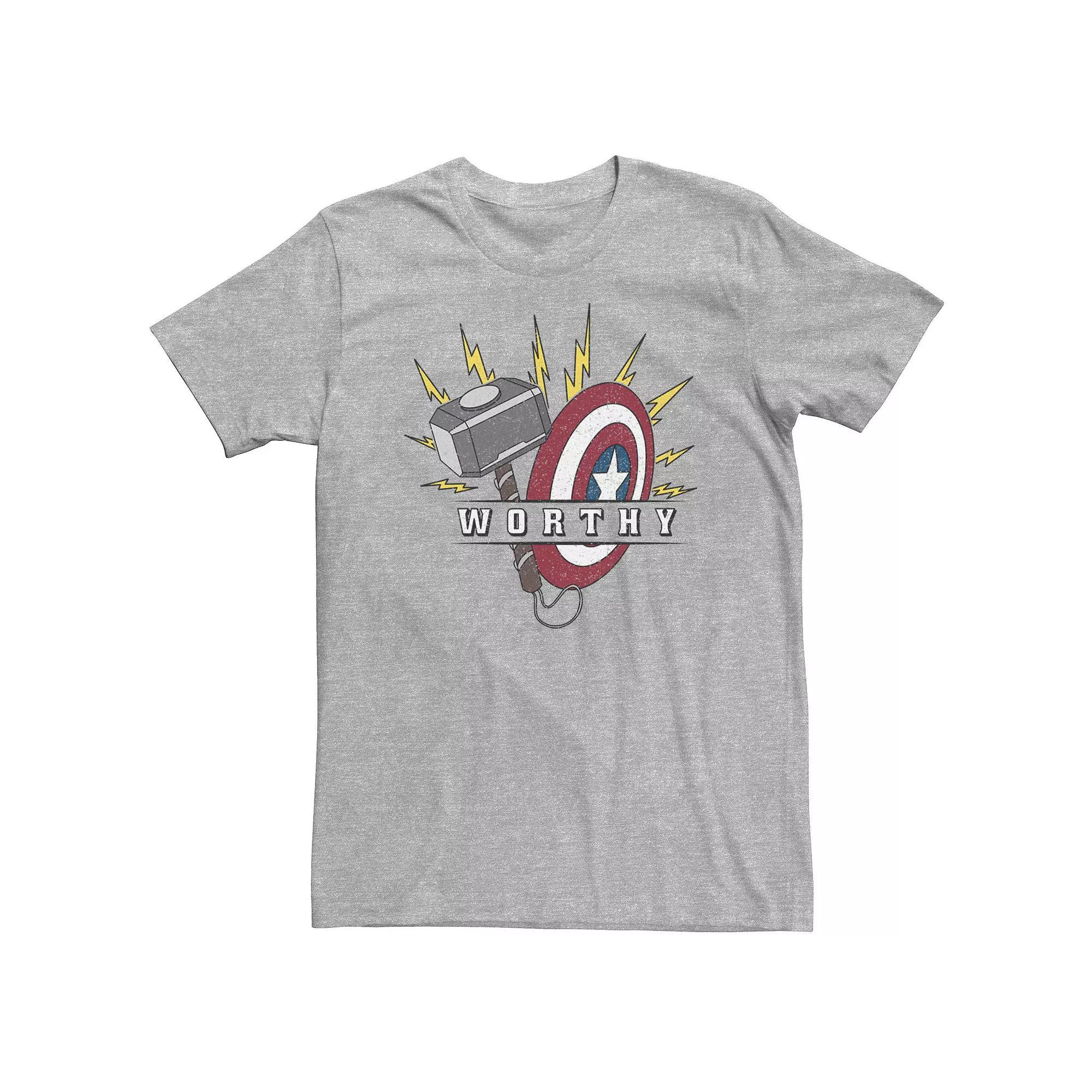 Big & Tall Marvel Avengers Endgame Captain America Hammer Shield Tee, Men's, Size: XXL Tall, Athletic Grey Product Image