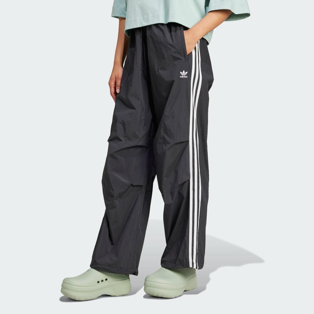 adidas 3-Stripes Woven Parachute Pants Black XS Womens Product Image