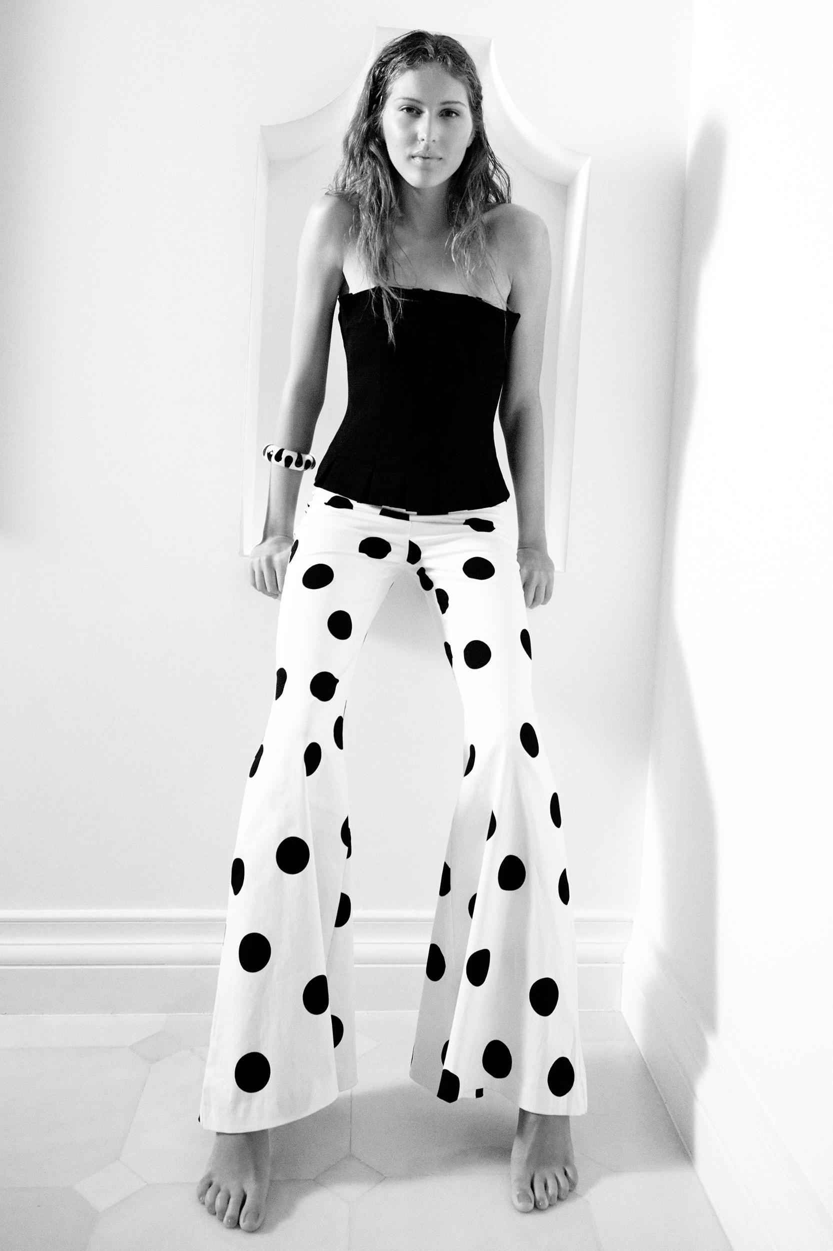 HIGH-WAISTED POLKA DOT FLARE PANTS Product Image