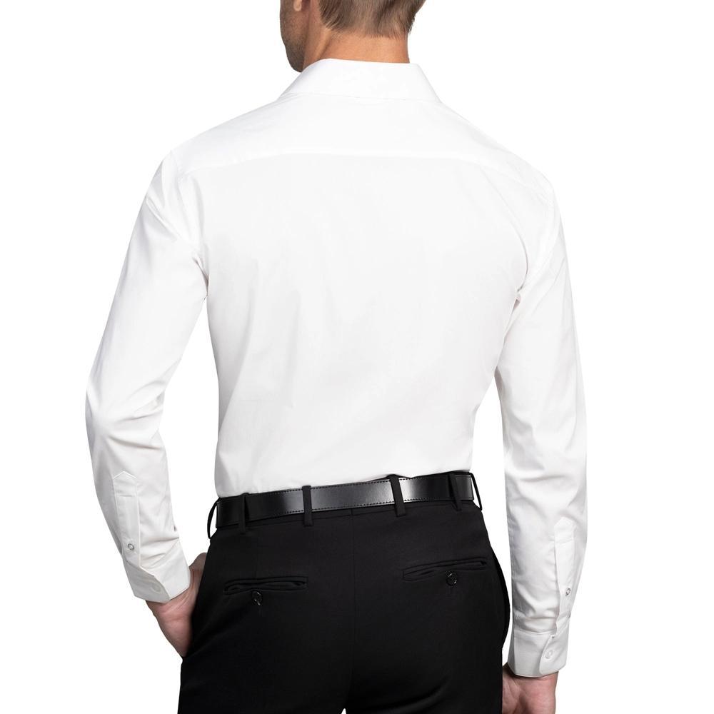 Chaps Mens Slim Fit Dress Shirt Wrinkle Resistant Stretch White Long Sleeve Shirts for Men Formal Blue Solid Small Product Image