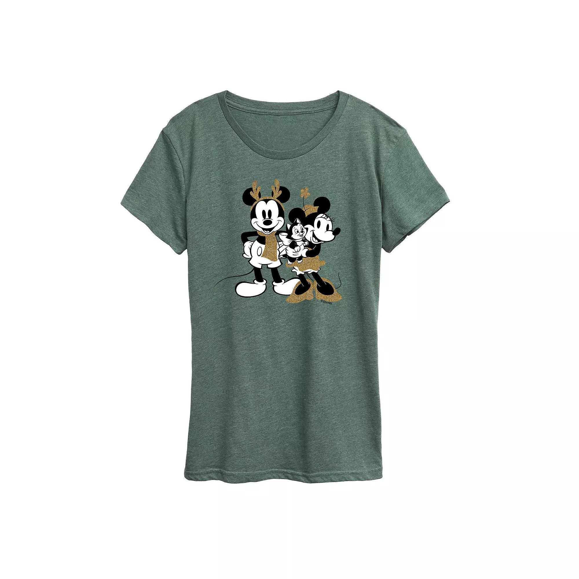 Disney's Mickey Mouse Women's Mickey Minnie Sparkle Graphic Tee, Girl's, Size: XXL, Grey Gray Product Image