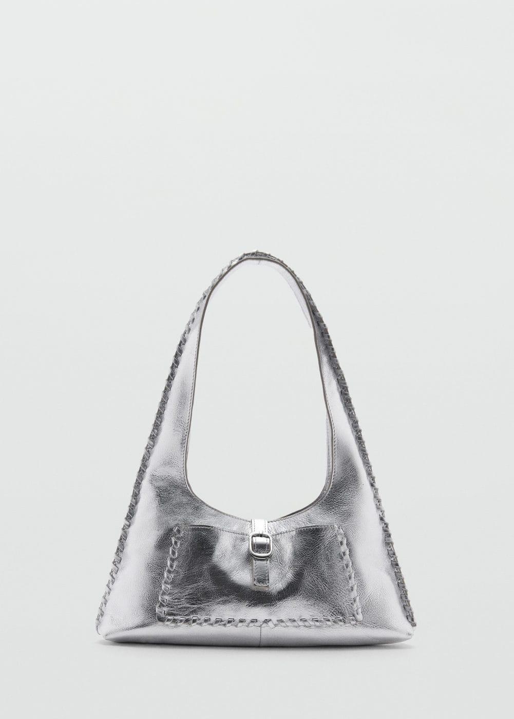 Leather metallic bag - Women | MANGO USA Product Image