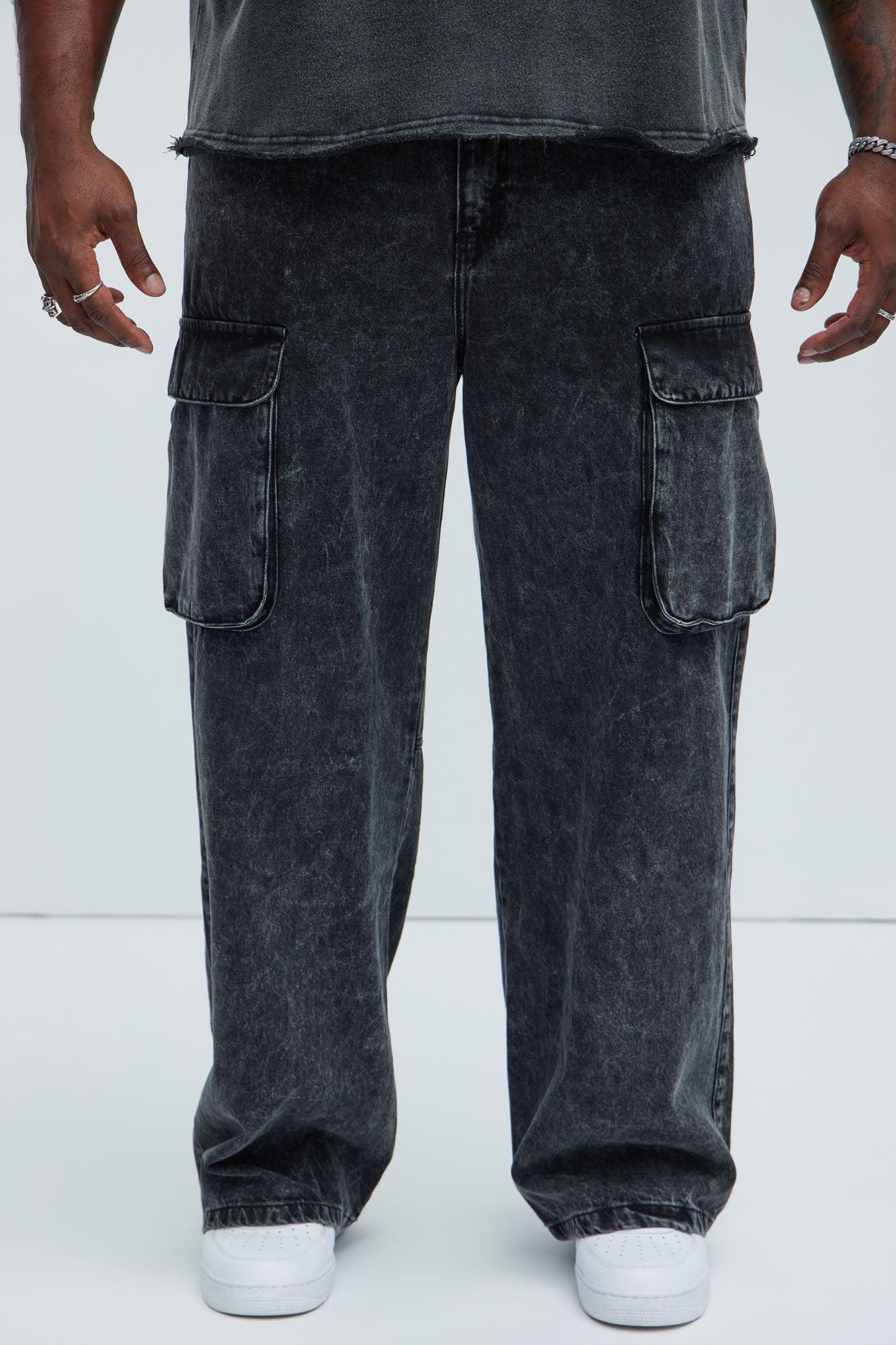 Baggy Clover Cargo Jeans - Black Product Image