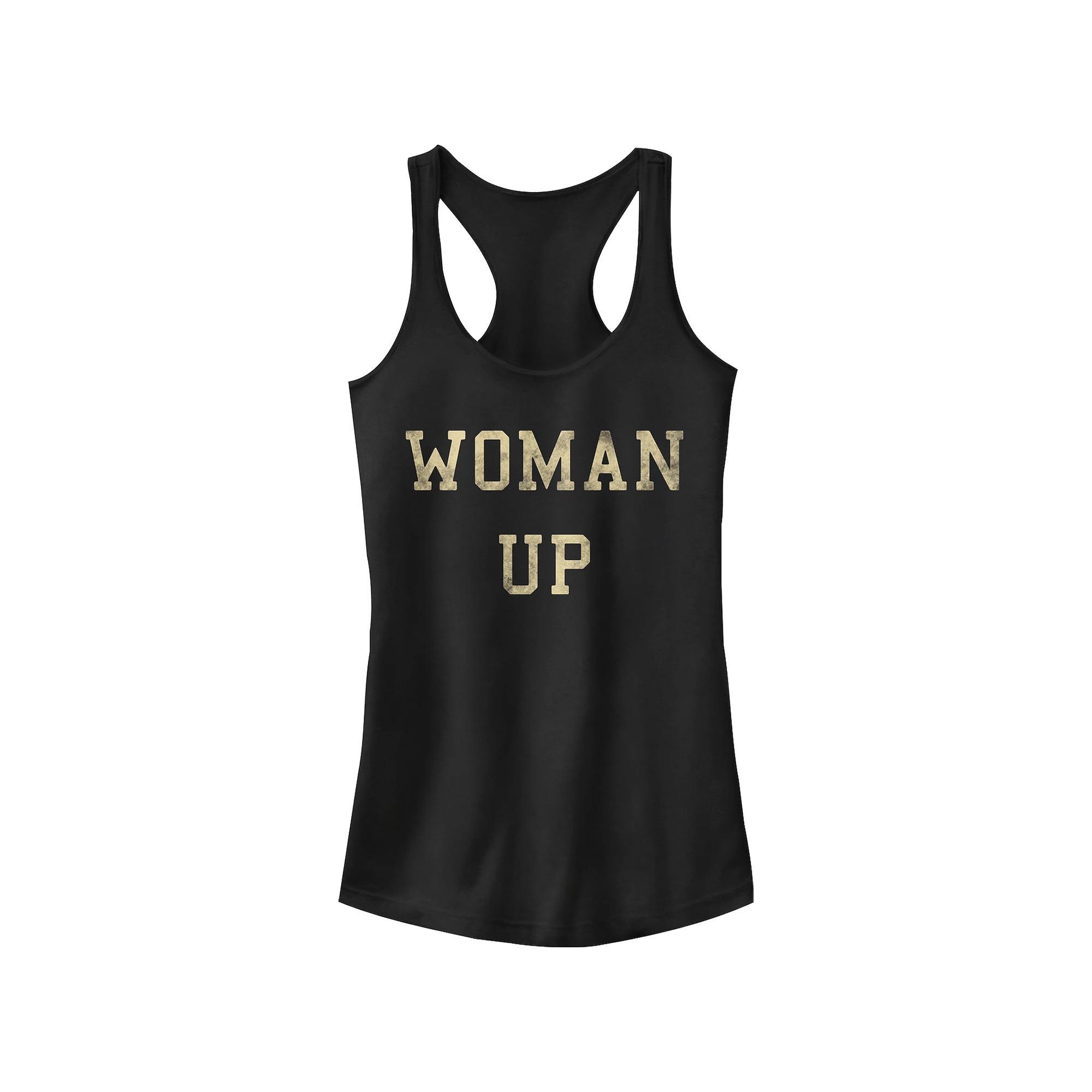 Juniors' Woman Up Gold And Bold Graphic Tank Top, Girl's, Size: XL, Black Product Image