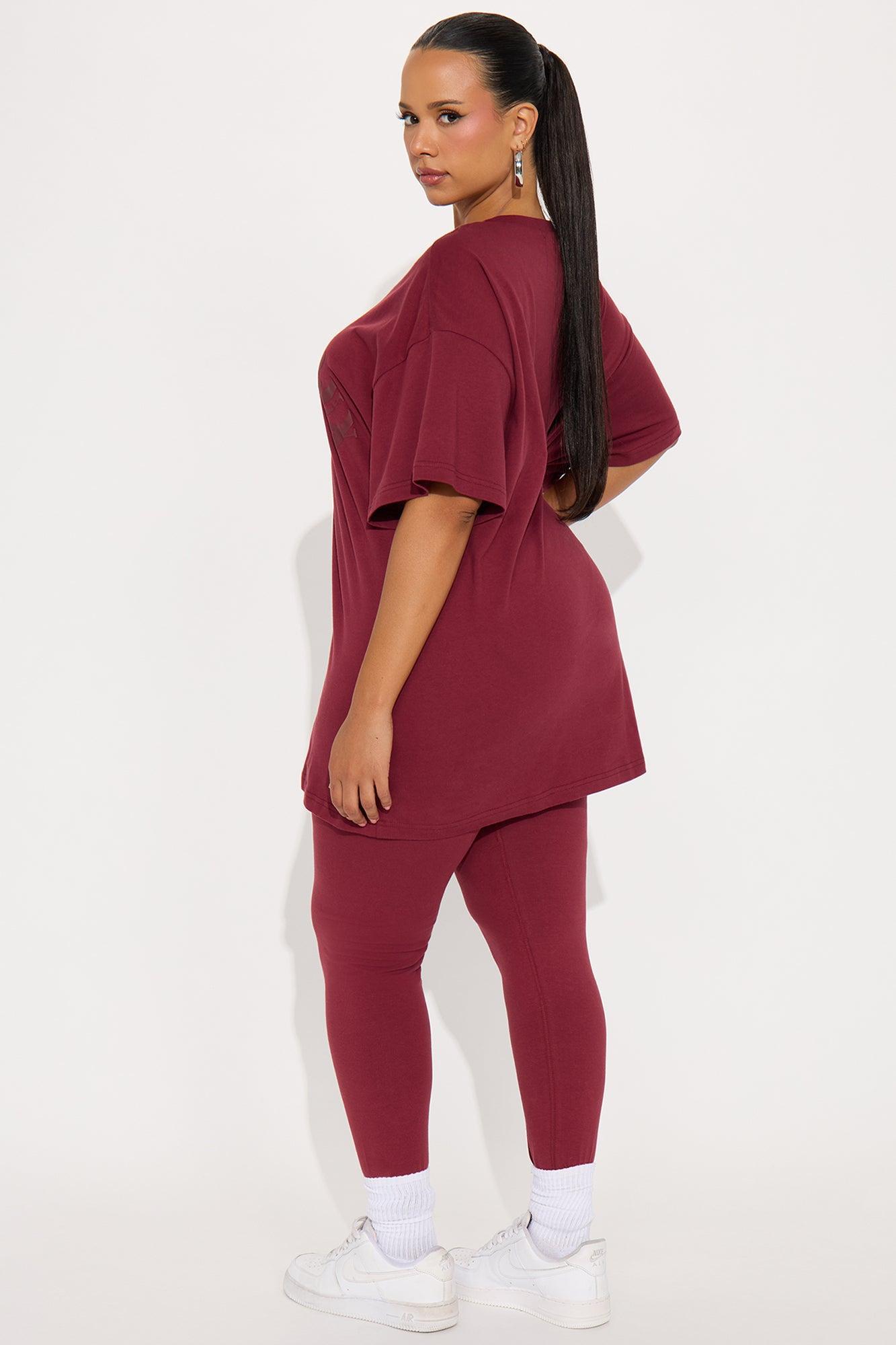 Sporty & Lux Legging Set - Burgundy Product Image