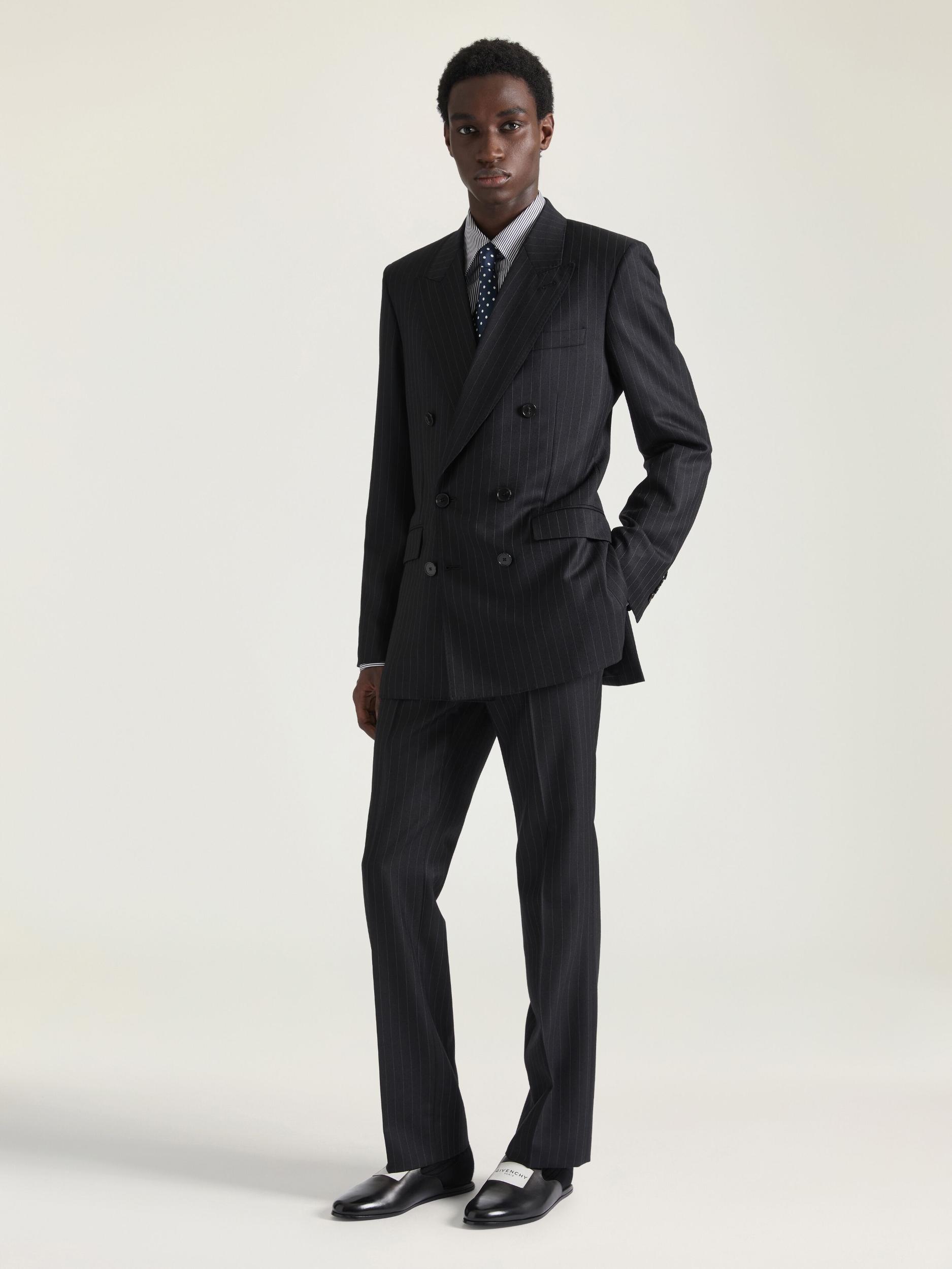 Straight leg tailored trousers in striped wool Product Image