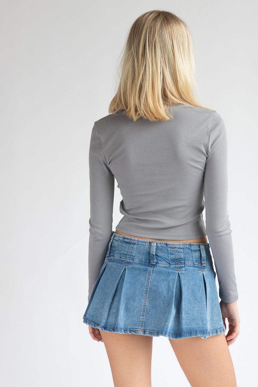 Grayscale Bow Long Sleeve Top Product Image