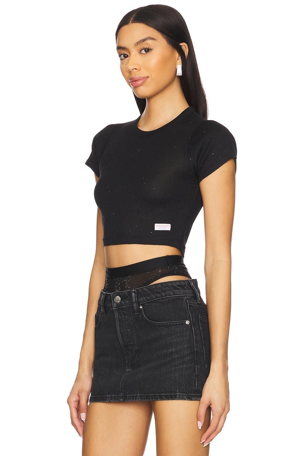 Cropped Short Sleeve Crewneck Tee Alexander Wang Product Image