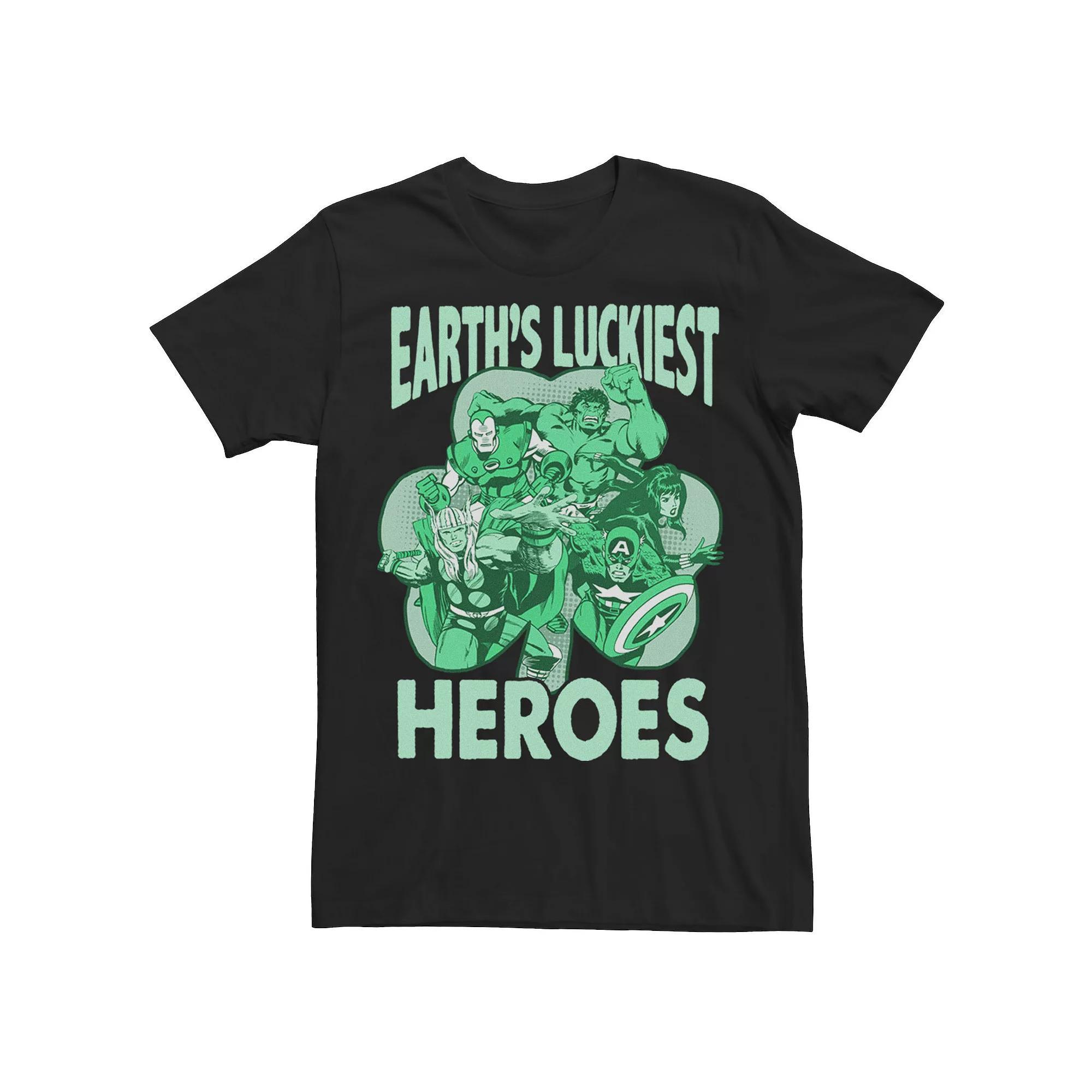 Men's Marvel St. Patty's Earth's Luckiest Heroes Tee, Size: XXL, Black Product Image