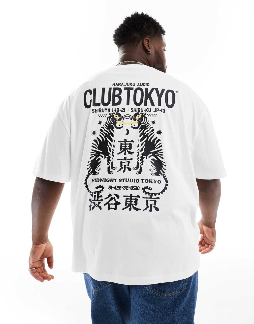 ASOS DESIGN oversized t-shirt in white with Tokyo back print Product Image