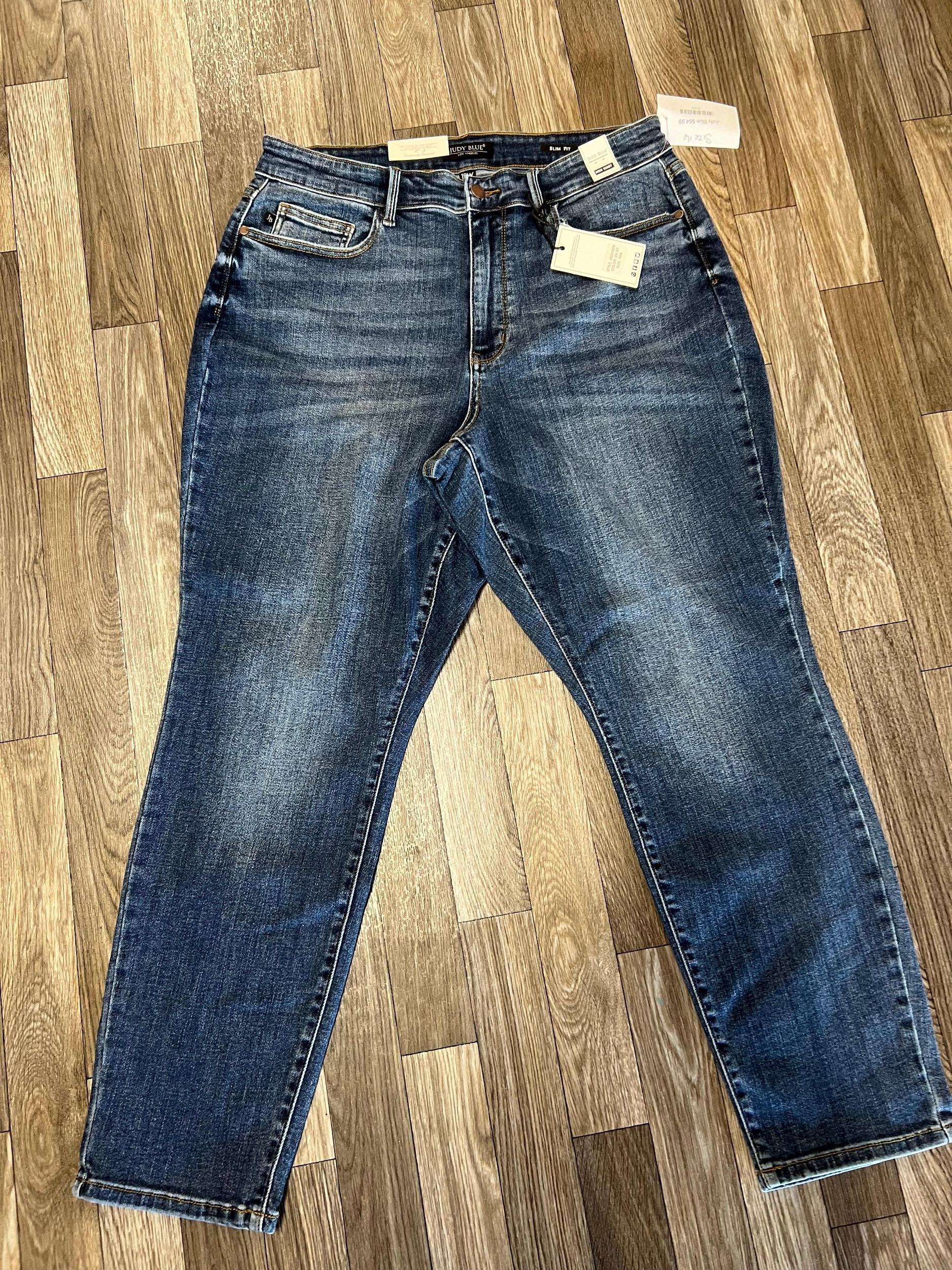 Judy Blue High Waist Slim Fit Dark Wash Denim Jeans Product Image
