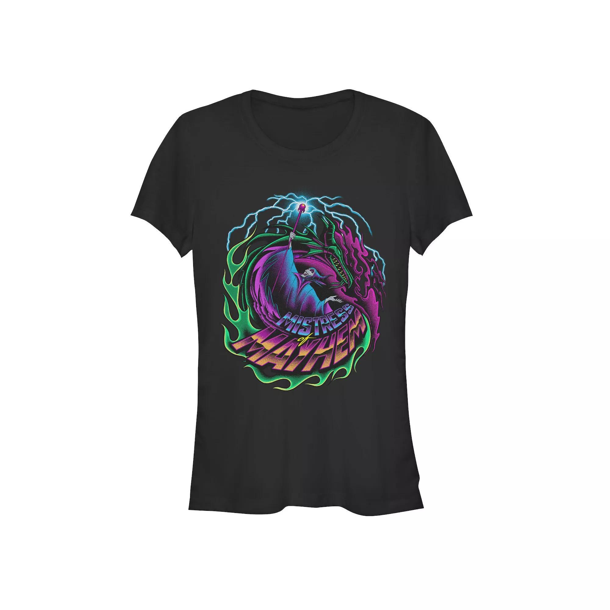 Disney Villains Sleeping Beauty Maleficent Mistress Of Mayhem Juniors' Fitted Graphic Tee, Girl's, Size: XL, Black Product Image