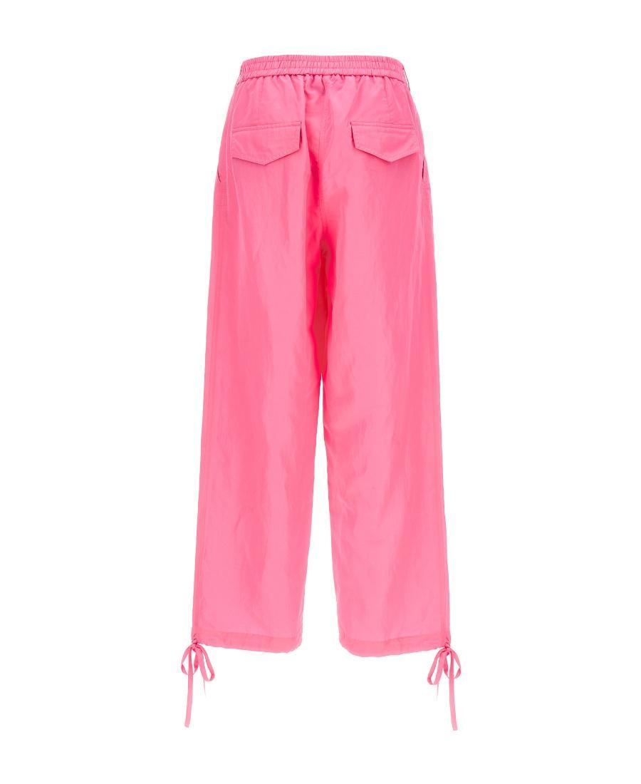 MSGM Elasticated-ankles Wide-leg Trousers In Pink Product Image