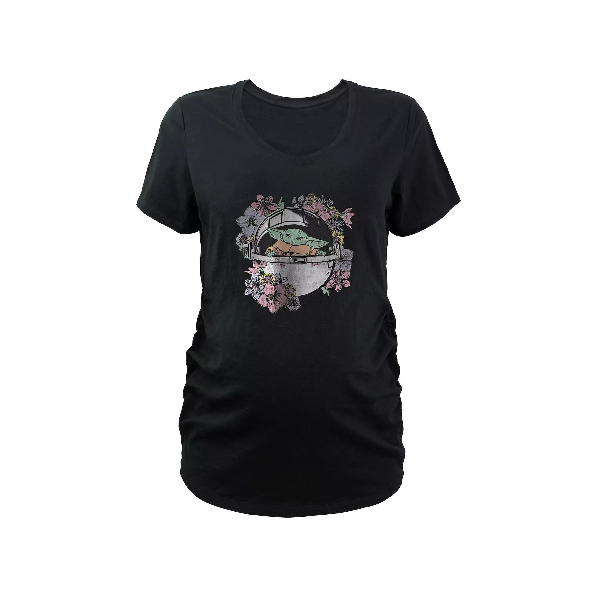Maternity Star Wars Rose Rebel Emblem V-Neck Graphic Tee, Women's, Size: Small-Mat, Black Product Image