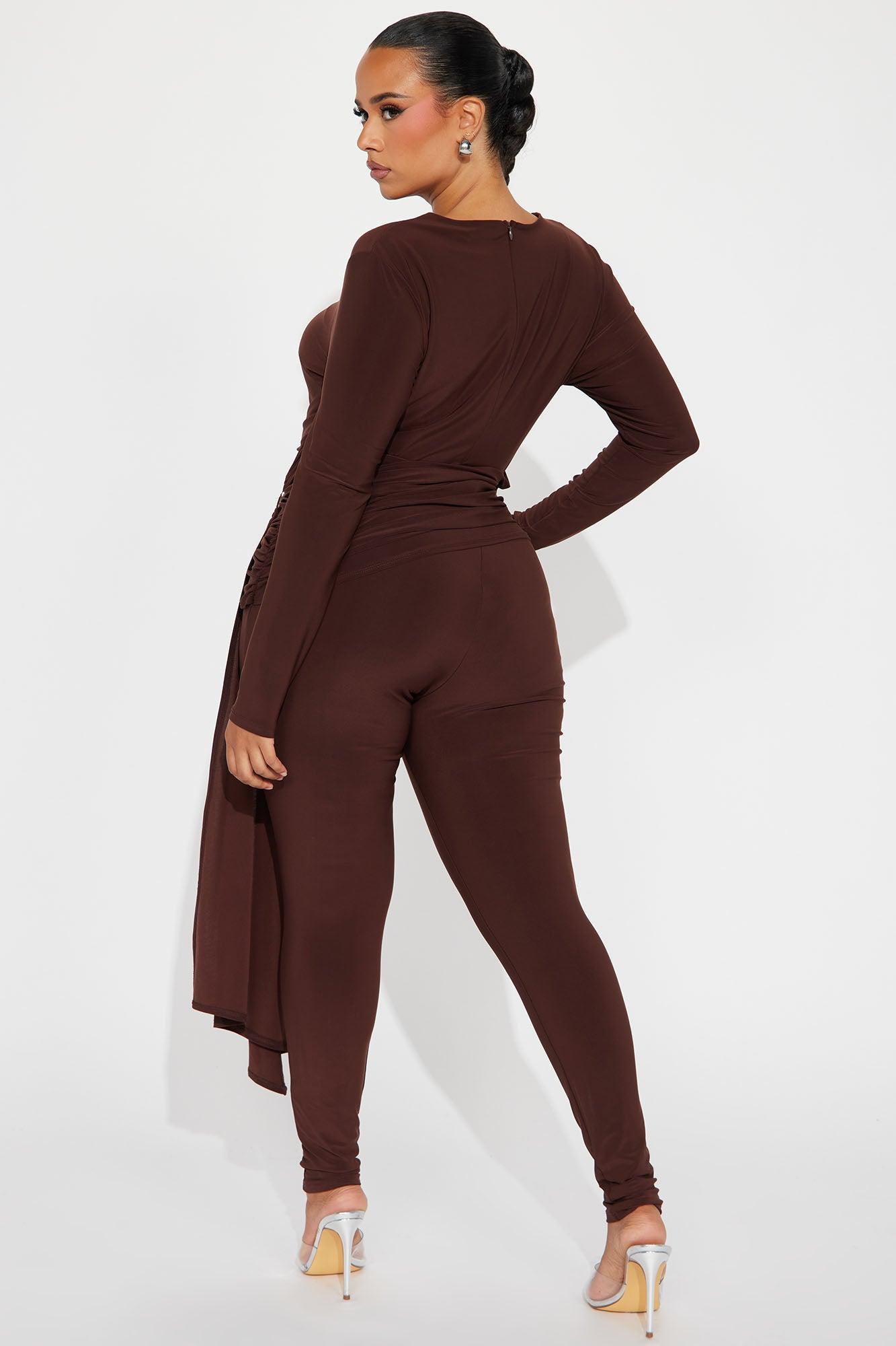 Wrapped Around You Jumpsuit - Chocolate Product Image