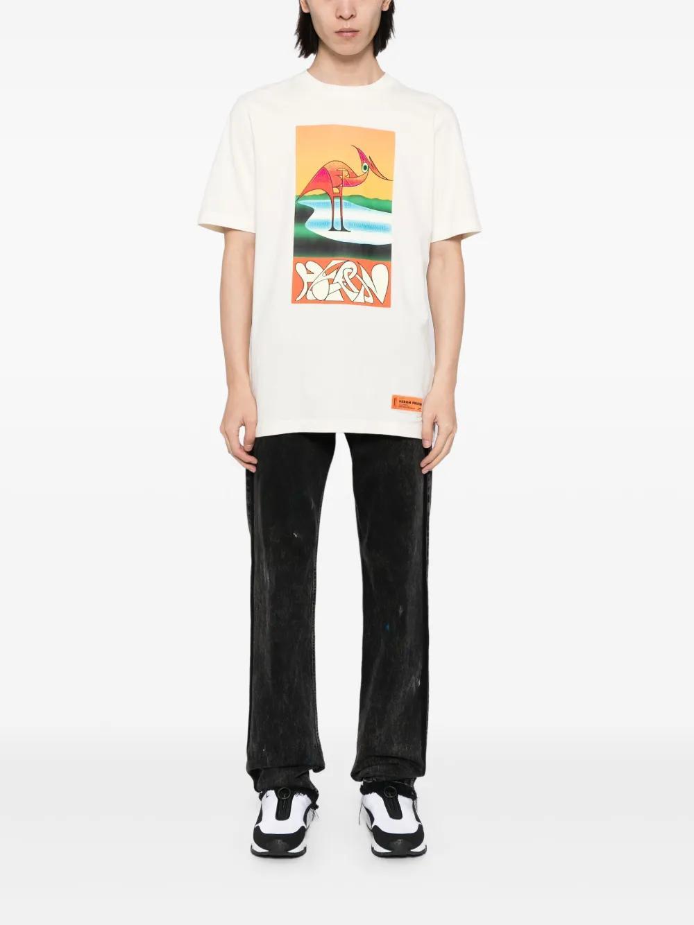 abstract heron-print T-shirt Product Image