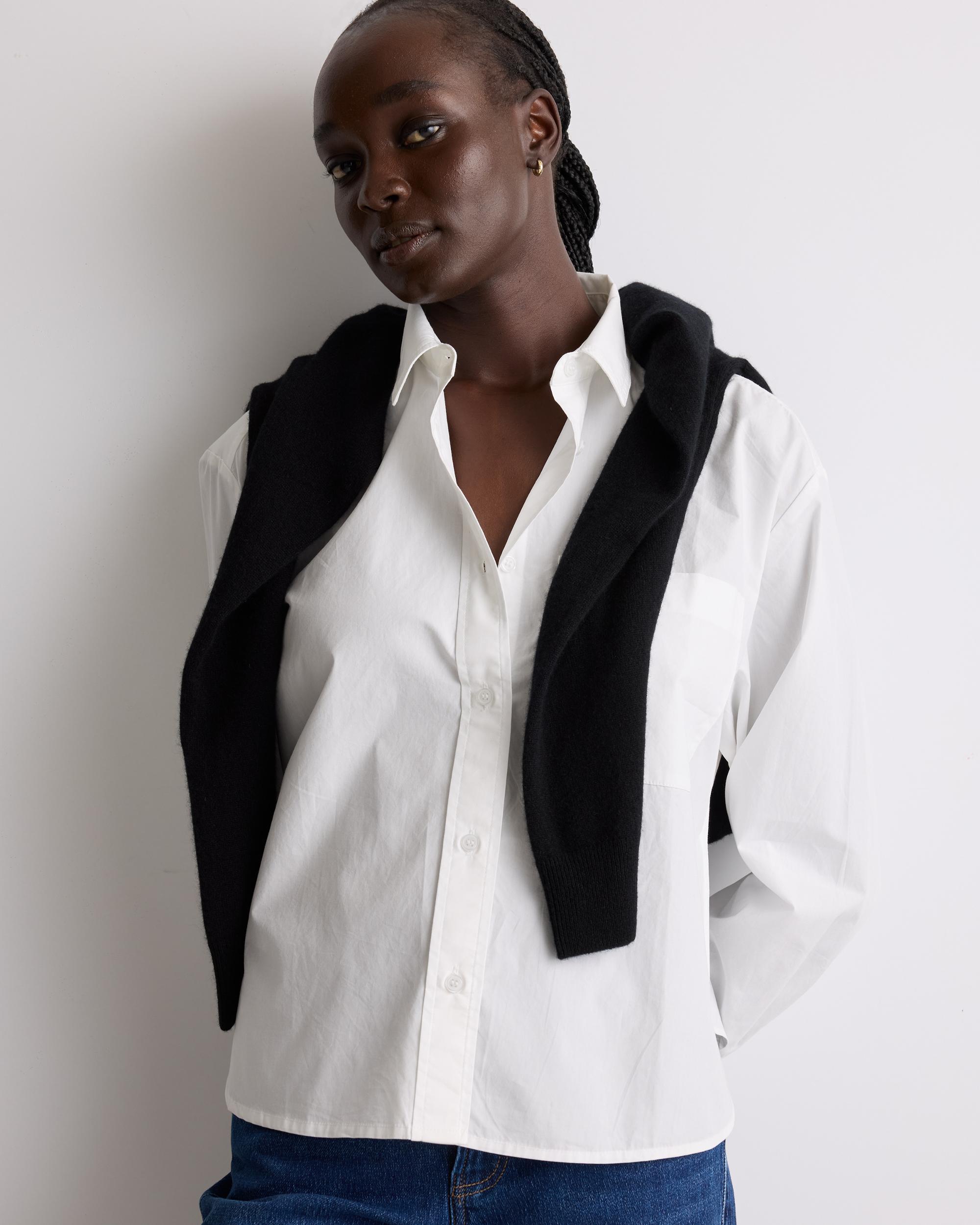Quince | Women's Poplin Cropped Long Sleeve Shirt Size XS, Organic Cotton Product Image