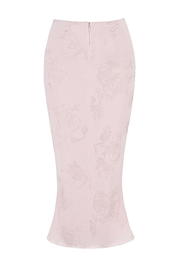 Luisette  pink metallic floral satin midi skirt - sale Product Image