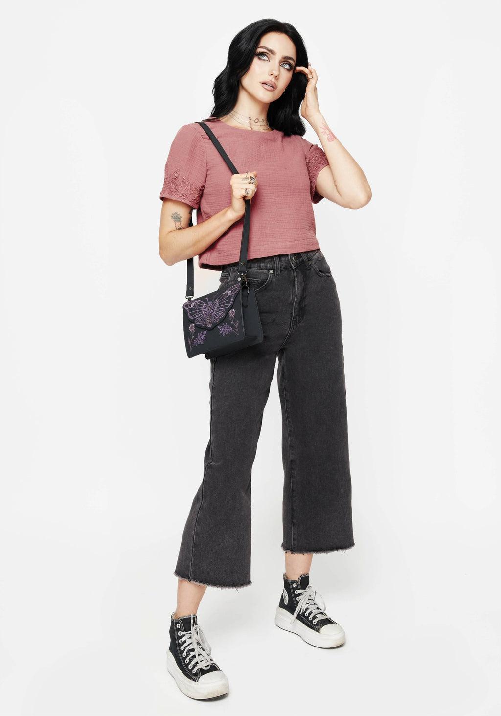 Rosamoth Applique Trim Cotton Short Sleeve Top Product Image