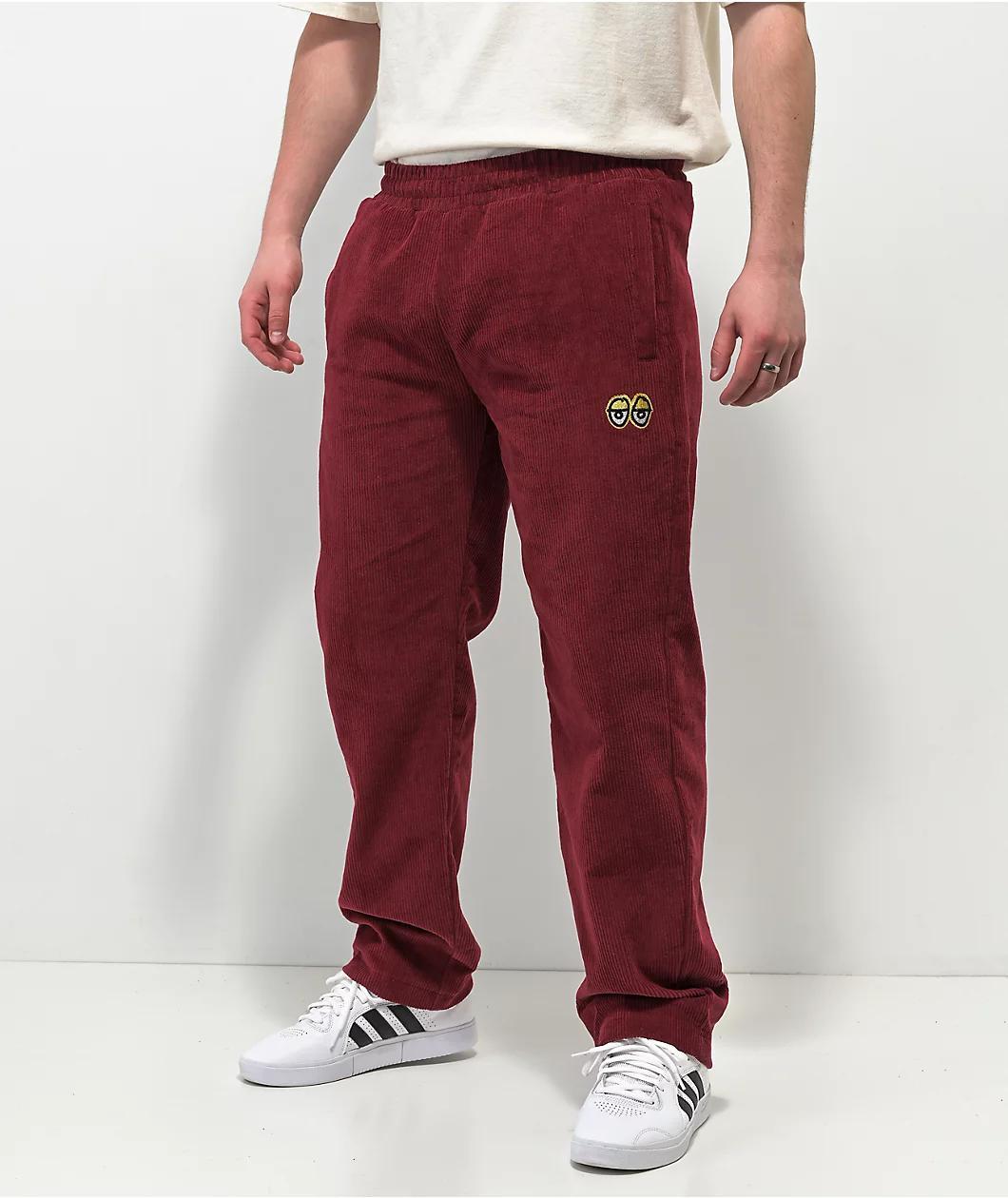 Krooked Kords Burgundy Corduroy Elastic Waist Skate Pants Product Image