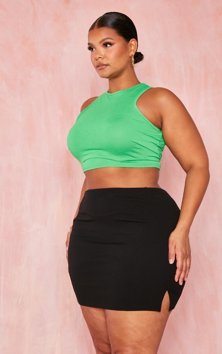 Plus Black Side Split Crepe Mini Skirt Product Image