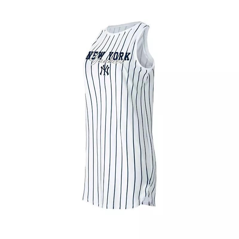 Women's Concepts Sport White New York Yankees Reel Pinstripe Knit Sleeveless Nightshirt, Size: 3XL Product Image