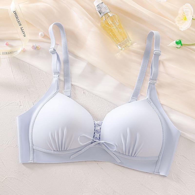 Ribbon Front Plain Bra Product Image