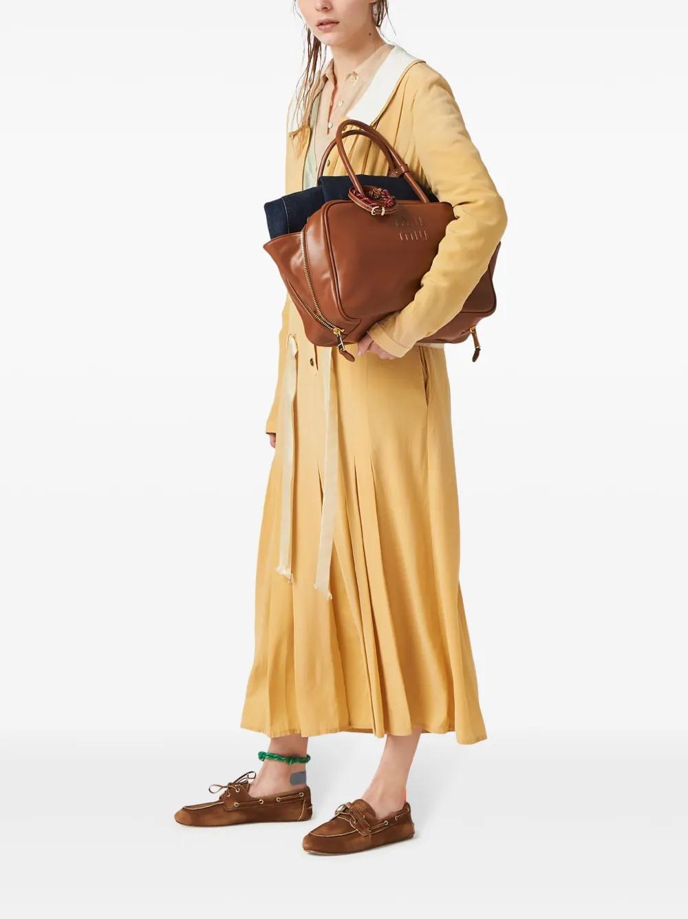 MIU MIU Leather Top-handle Bag In Brown Product Image