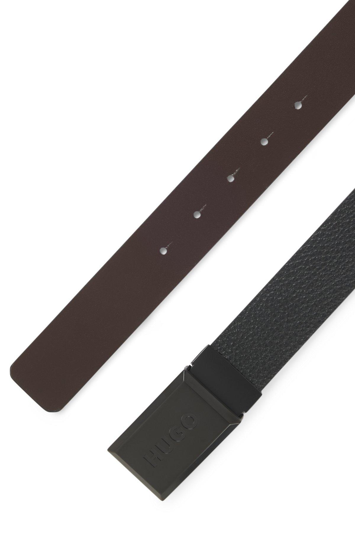 HUGO - Reversible belt in Italian leather - Black Product Image
