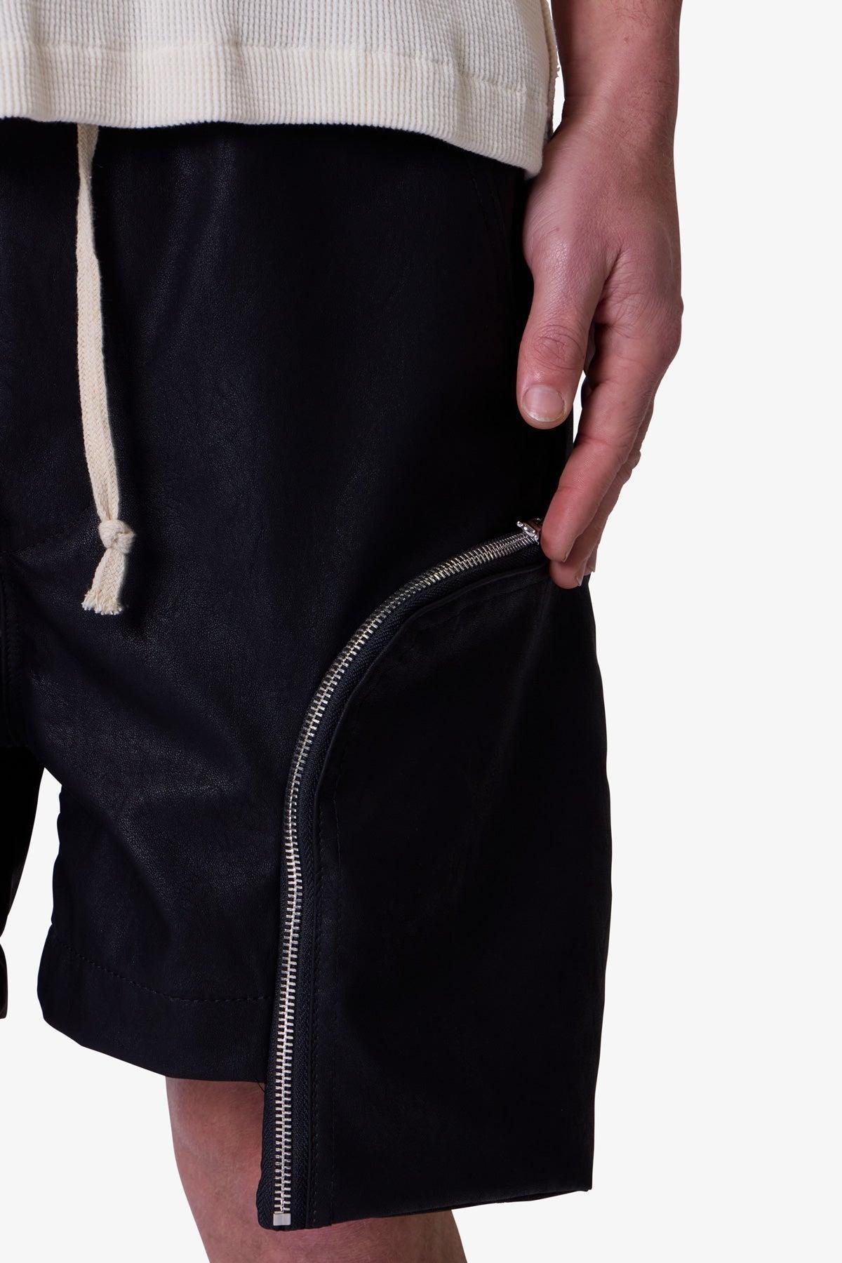 Leather Pocket Geo Shorts - Black Product Image