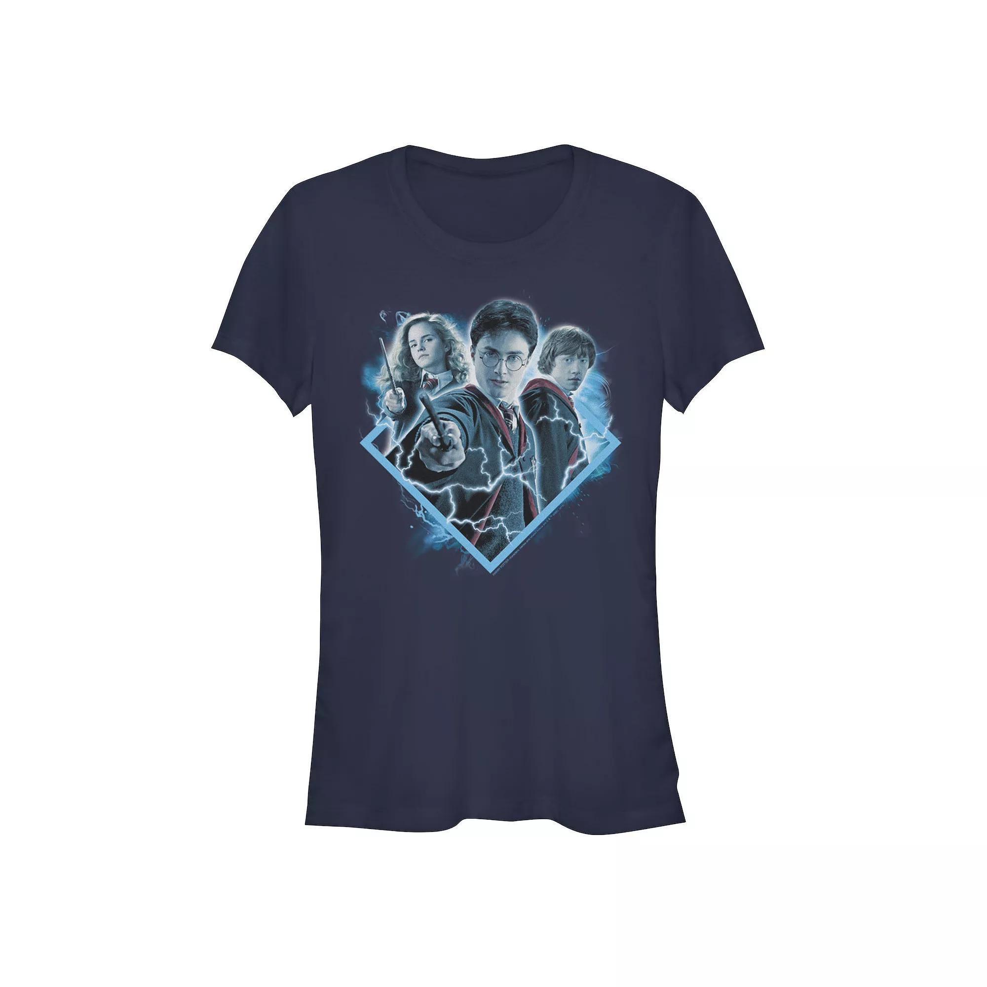 Juniors' Harry Potter And The Deathly Hallows Group Shot Fitted Graphic Tee, Girl's, Size: Large, Black Product Image
