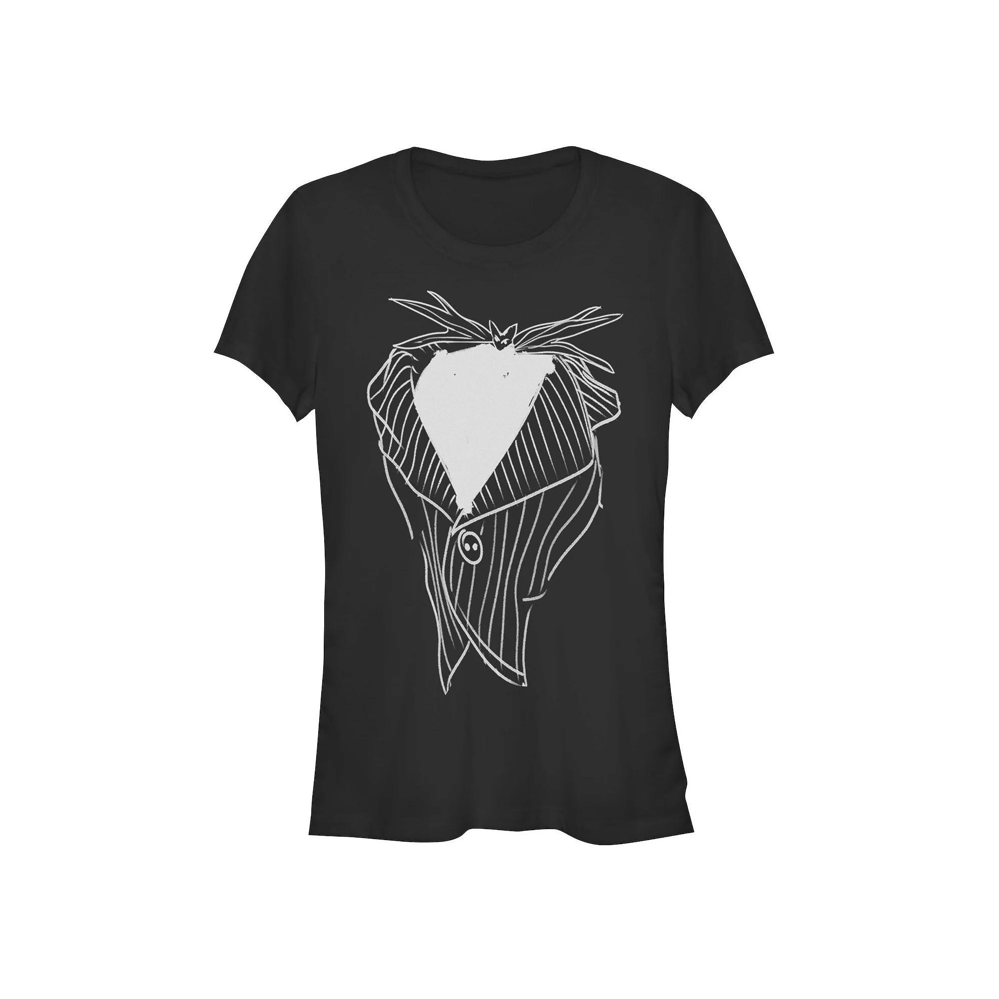 Disney's The Nightmare Before Christmas Jack Skellington's Jacket Juniors' Fitted Graphic Tee, Girl's, Size: XL, Black Product Image