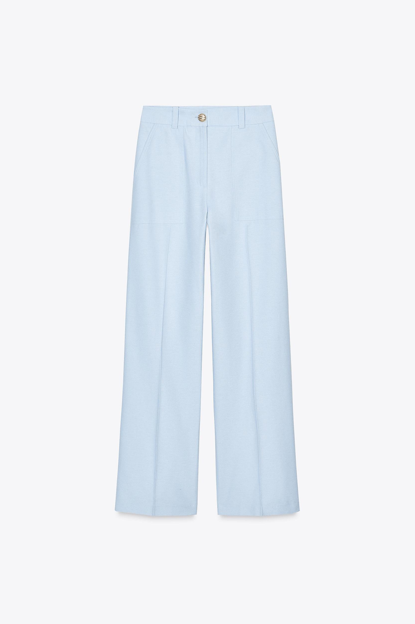 LARGE BUTTON STRAIGHT LEG PANTS Product Image