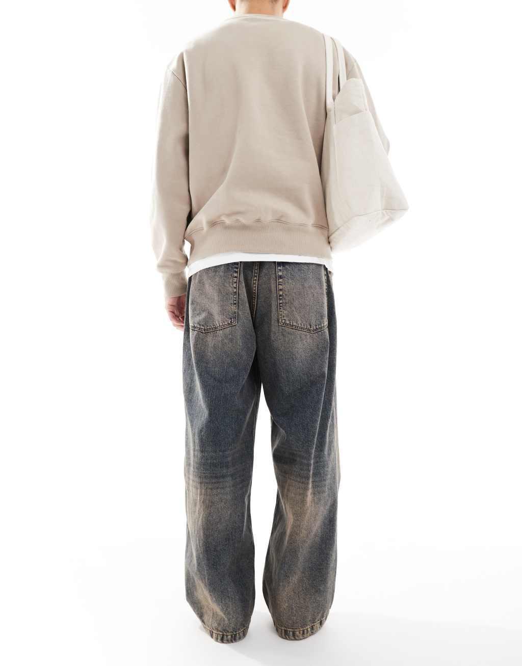 ASOS DESIGN super baggy jeans with tint in mid wash blue  Product Image