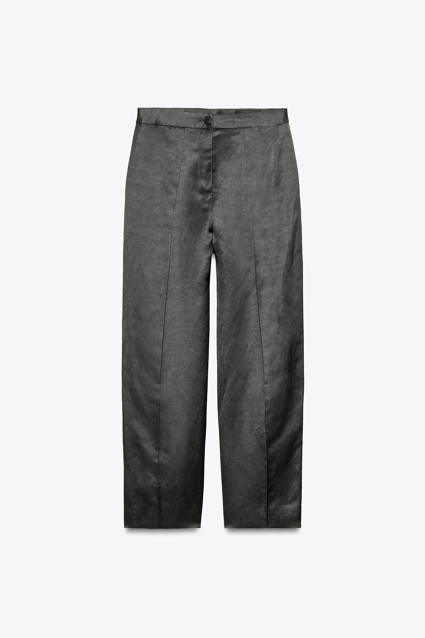 SATIN LINEN PANTS ZW COLLECTION Product Image