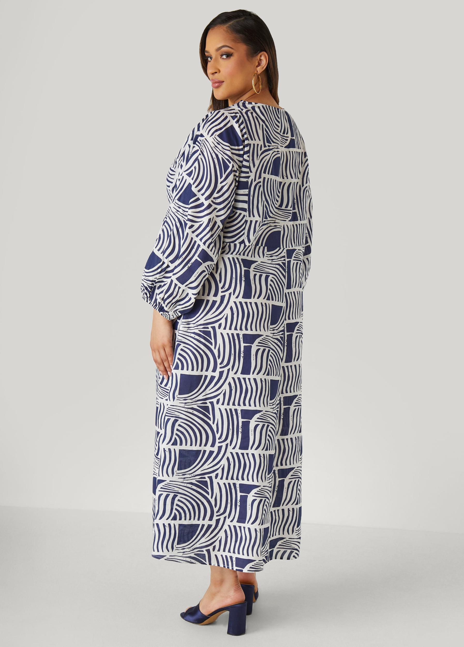 Shirred Printed Cotton Dress Product Image