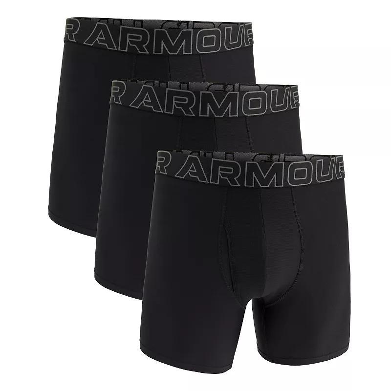 Men's Under Armour 3-pack Performance Tech 6-in. Boxer Briefs, Size: 4XL, Black Product Image