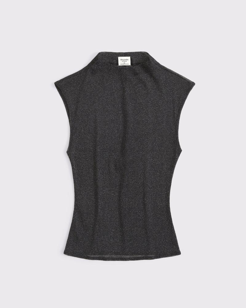 Long-Sleeve Grown-On Mockneck Top Product Image