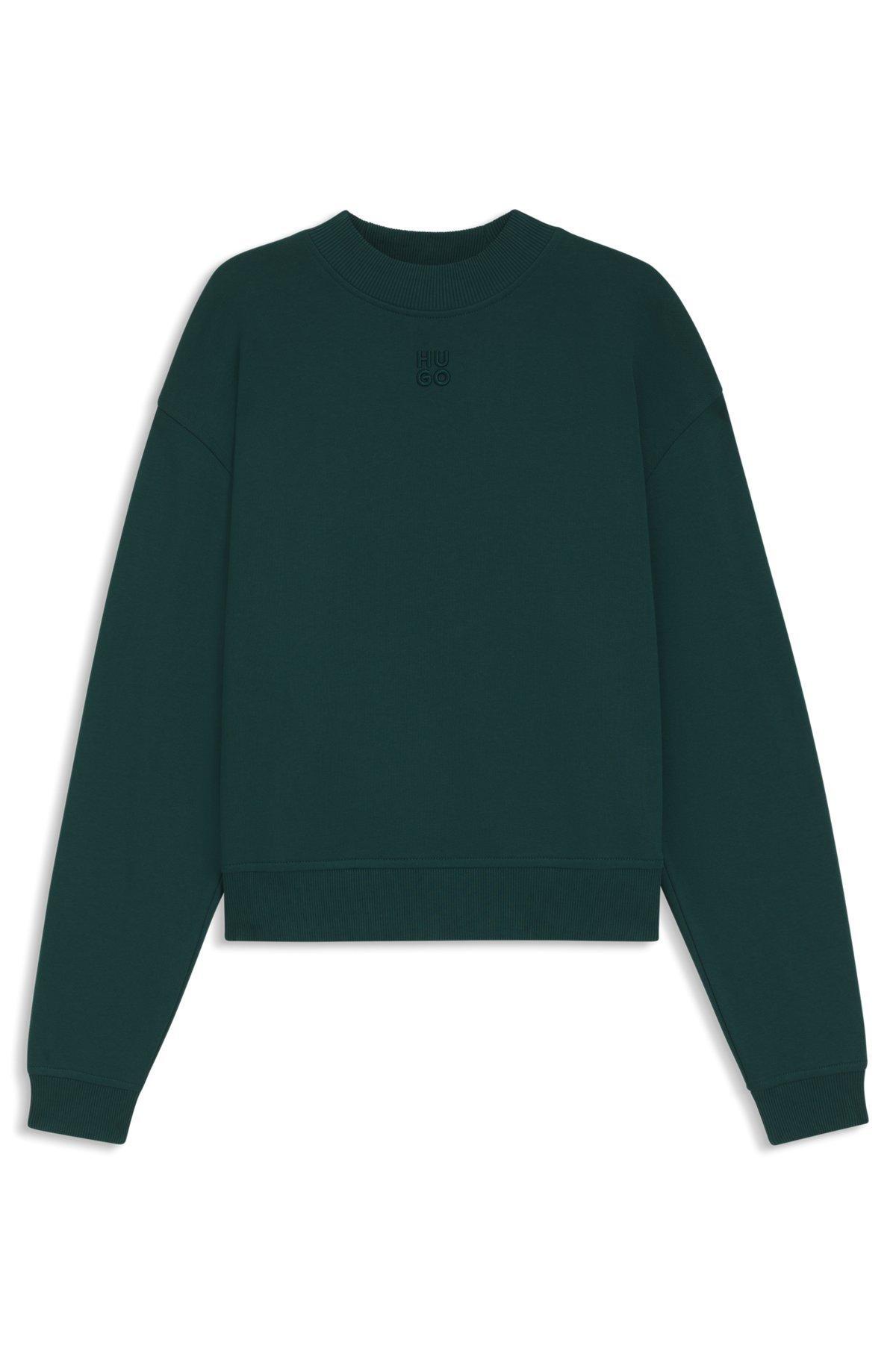 Relaxed-fit cotton-terry sweatshirt with stacked-logo embroidery Product Image