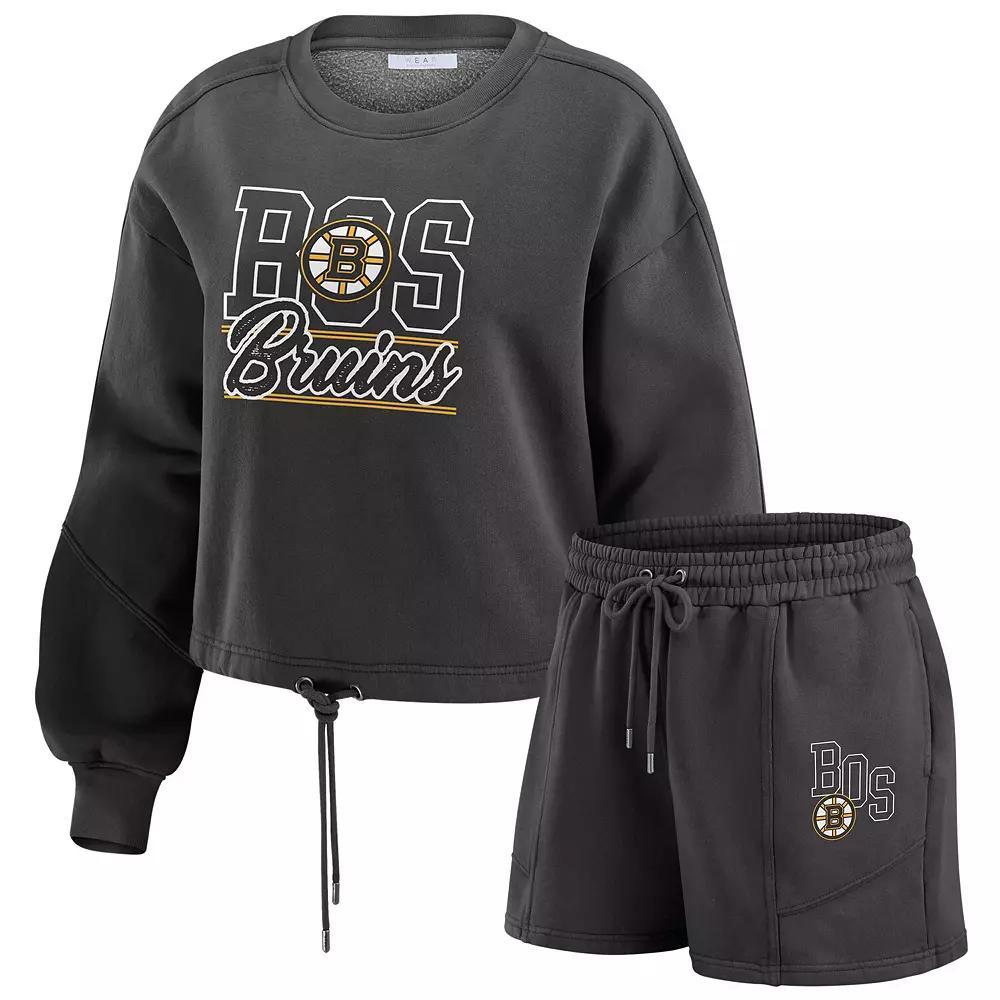 Womens WEAR by Erin Andrews Deep Sea Blue Seattle Kraken Washed Fleece Sweatshirt & Shorts Lounge Set Krk Blue Product Image