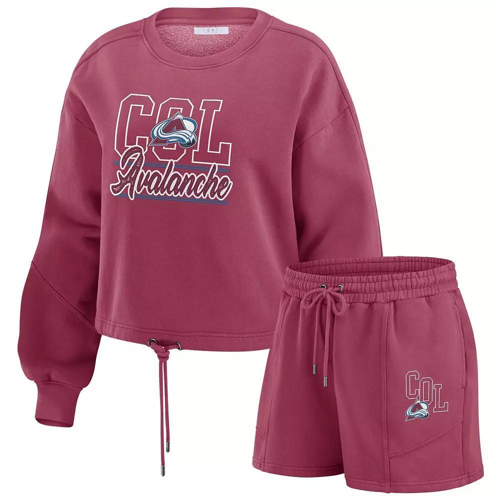 Women's WEAR by Erin Andrews Black Los Angeles Kings Washed Fleece Sweatshirt & Shorts Lounge Set, Size: 2XL, Kgs Black Product Image