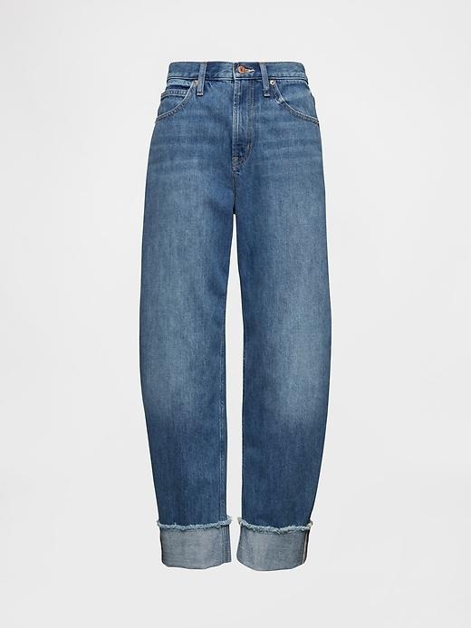 High Rise Cuffed Barrel Jeans Product Image