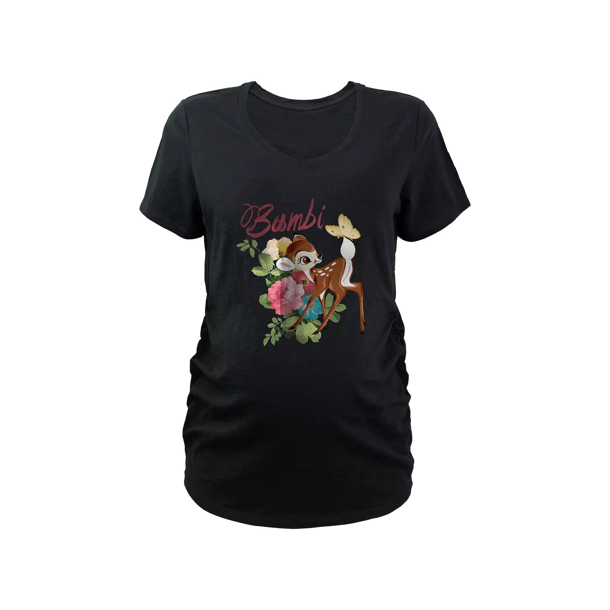 Disney's Bambi Painting Maternity V-Neck Graphic Tee, Women's, Size: XL-Mat, Black Product Image
