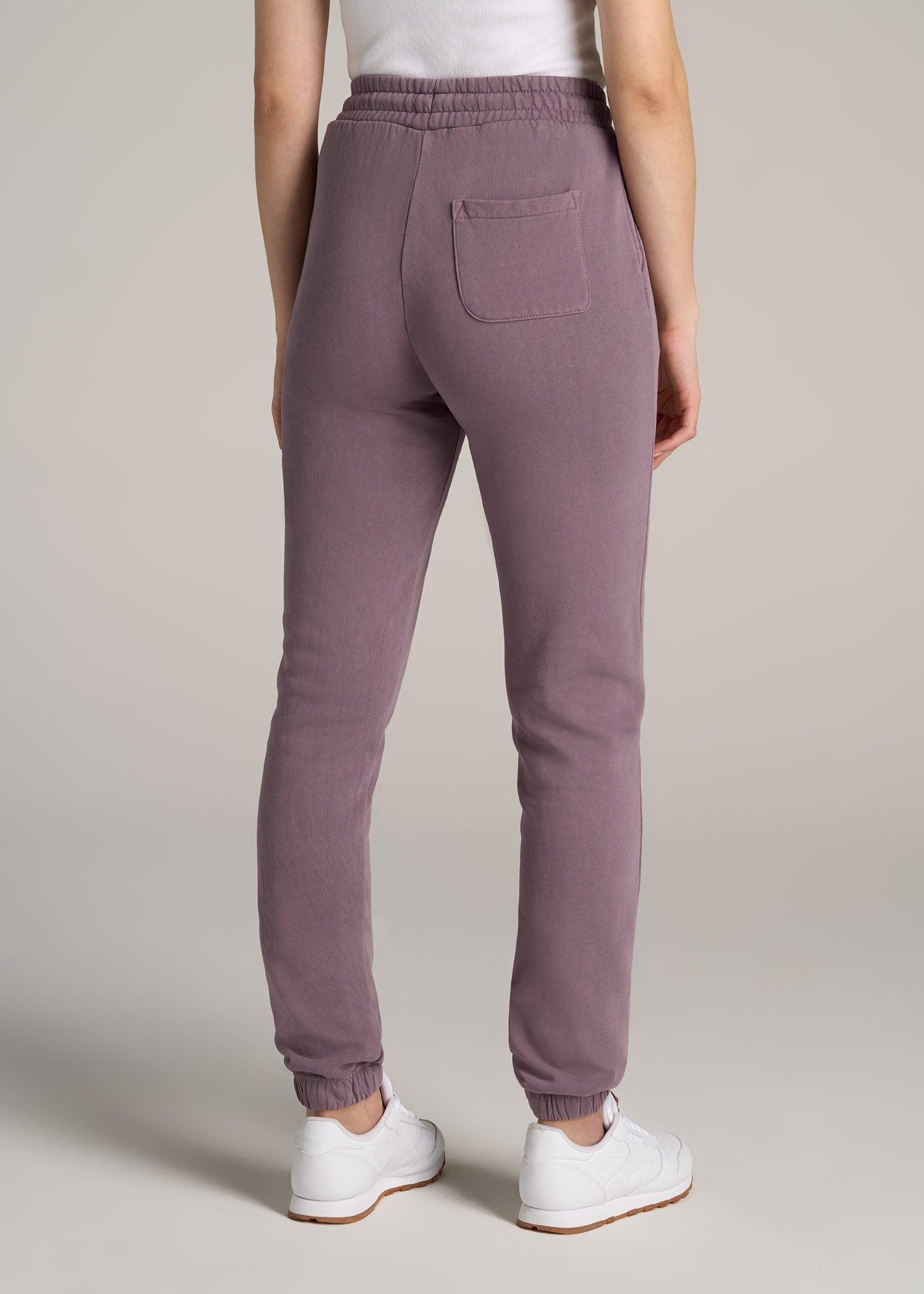 Wearever Fleece SLIM-FIT High-Waisted Women's Garment Dye Sweatpants in Smoked Mauve Product Image