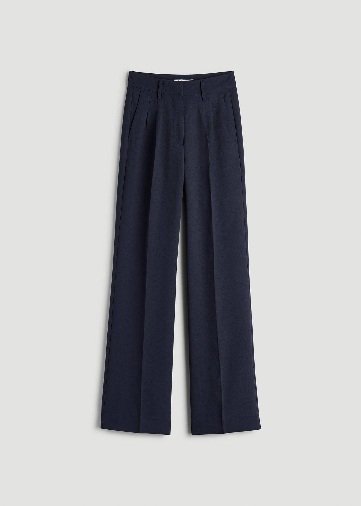 Pleated WIDE Leg Dress Pants for Tall Women in Navy Product Image
