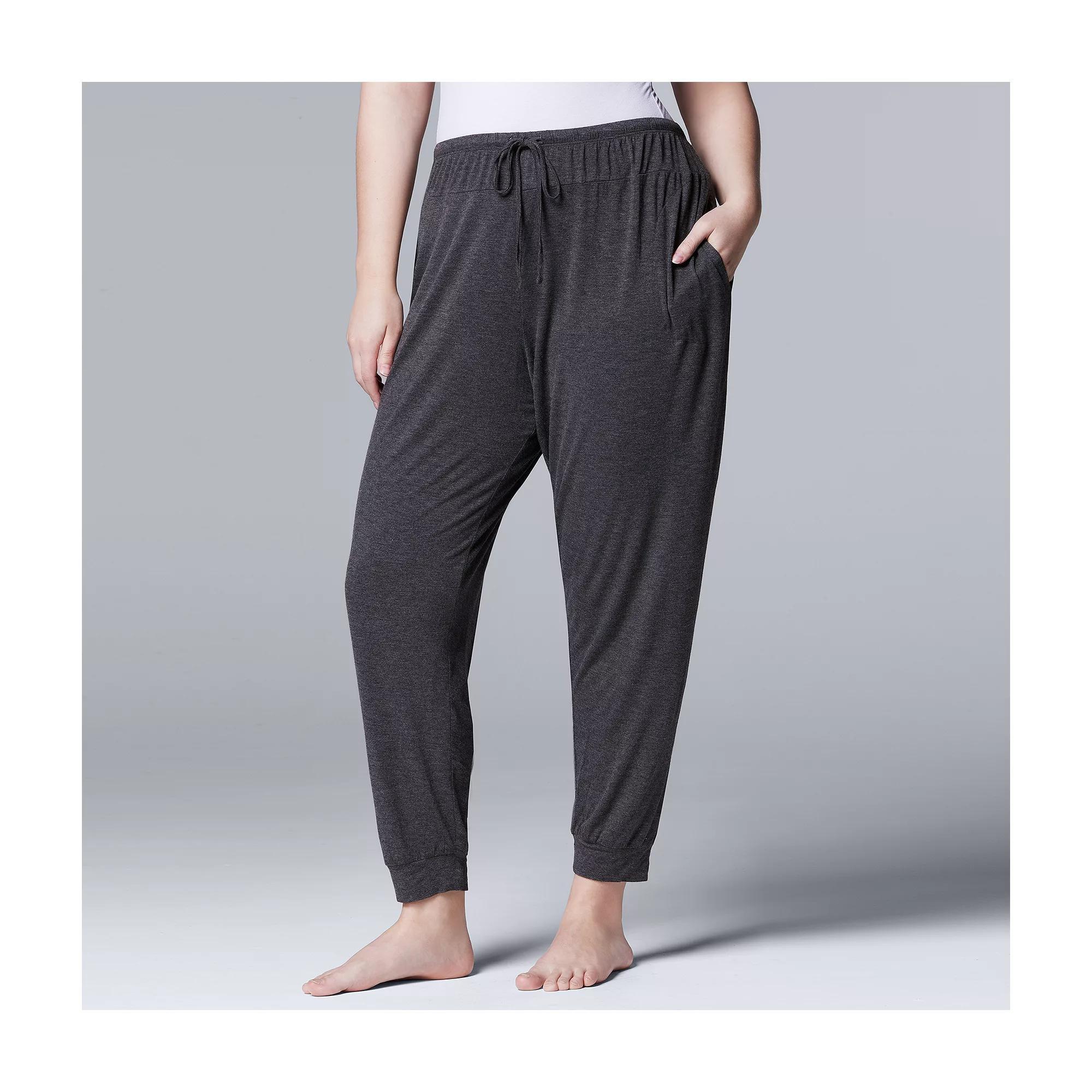 Plus Size Simply Vera Vera Wang Basic Luxury Banded Bottom Pajama Pants, Women's, Size: 2XL, Grey Gray Product Image